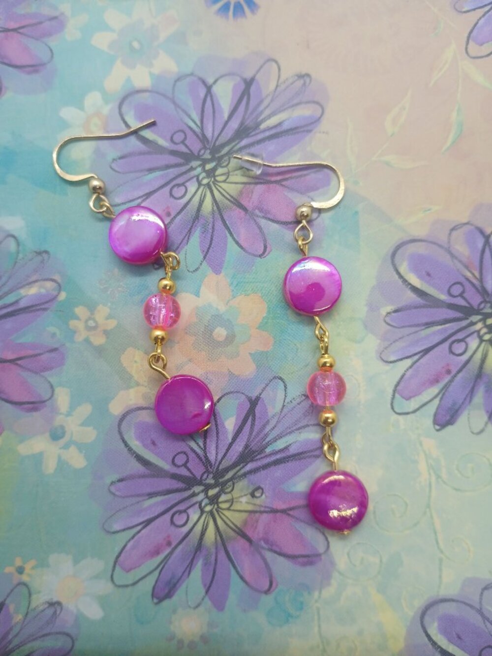Pretty in Pink Glass Bead Dangle Earrings